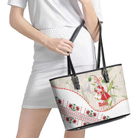 Baba Marta Bulgaria Leather Tote Bag Martenitsa Snowdrop Shevitsa Folk Pattern