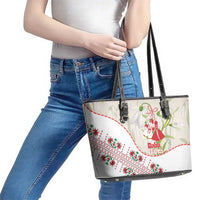 Baba Marta Bulgaria Leather Tote Bag Martenitsa Snowdrop Shevitsa Folk Pattern