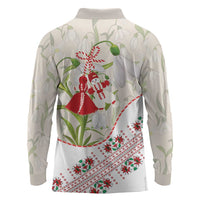 Baba Marta Bulgaria Long Sleeve Polo Shirt Martenitsa Snowdrop Shevitsa Folk Pattern