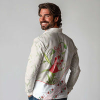 Baba Marta Bulgaria Long Sleeve Polo Shirt Martenitsa Snowdrop Shevitsa Folk Pattern