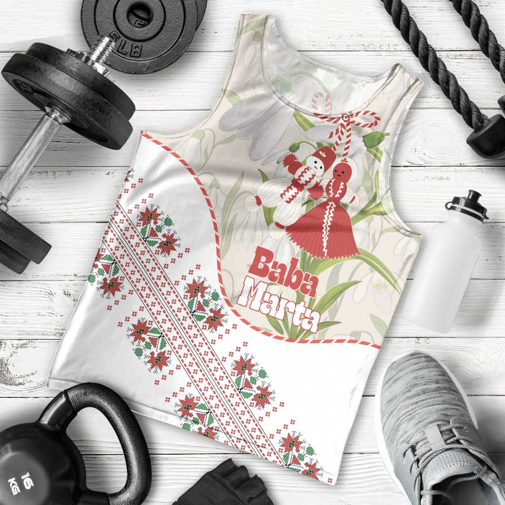 Baba Marta Bulgaria Men Tank Top Martenitsa Snowdrop Shevitsa Folk Pattern