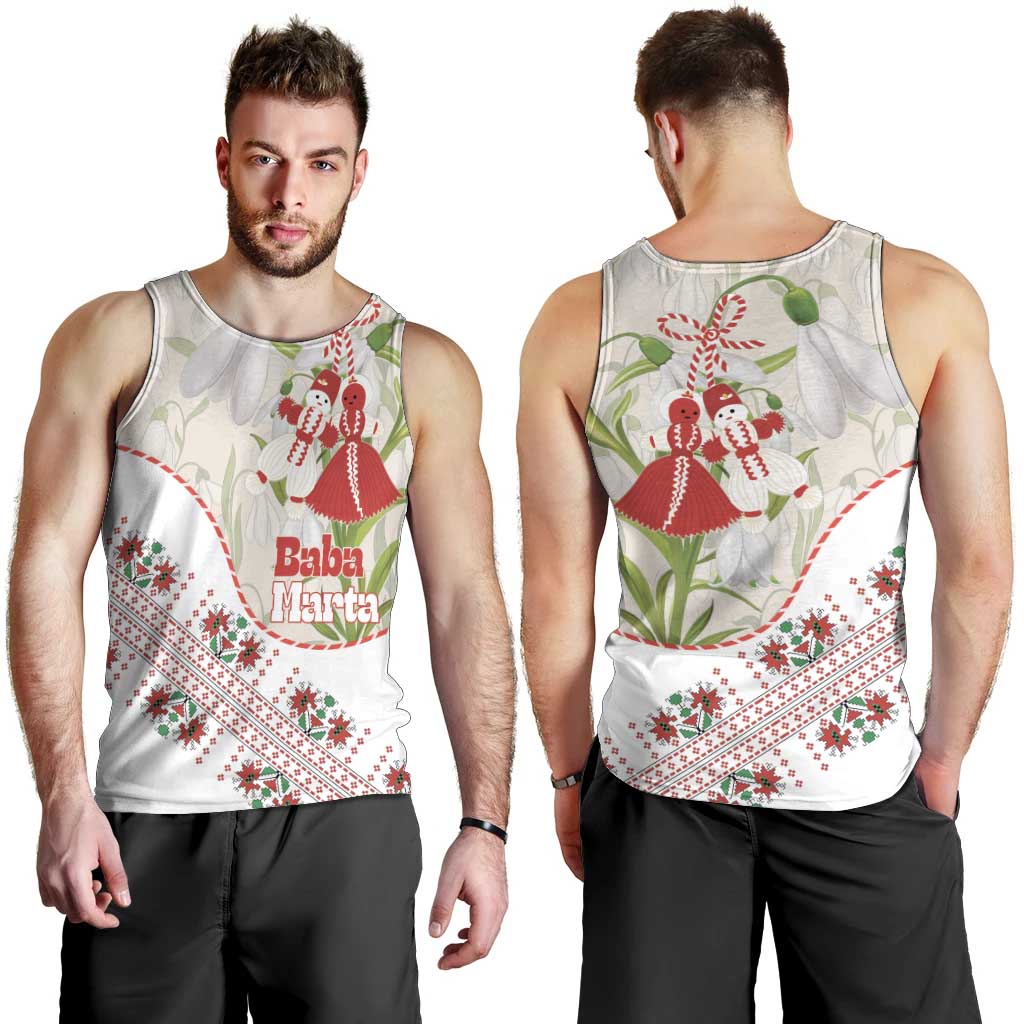 Baba Marta Bulgaria Men Tank Top Martenitsa Snowdrop Shevitsa Folk Pattern