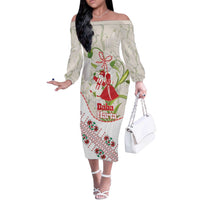 Baba Marta Bulgaria Off The Shoulder Long Sleeve Dress Martenitsa Snowdrop Shevitsa Folk Pattern