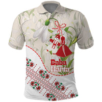 Baba Marta Bulgaria Polo Shirt Martenitsa Snowdrop Shevitsa Folk Pattern