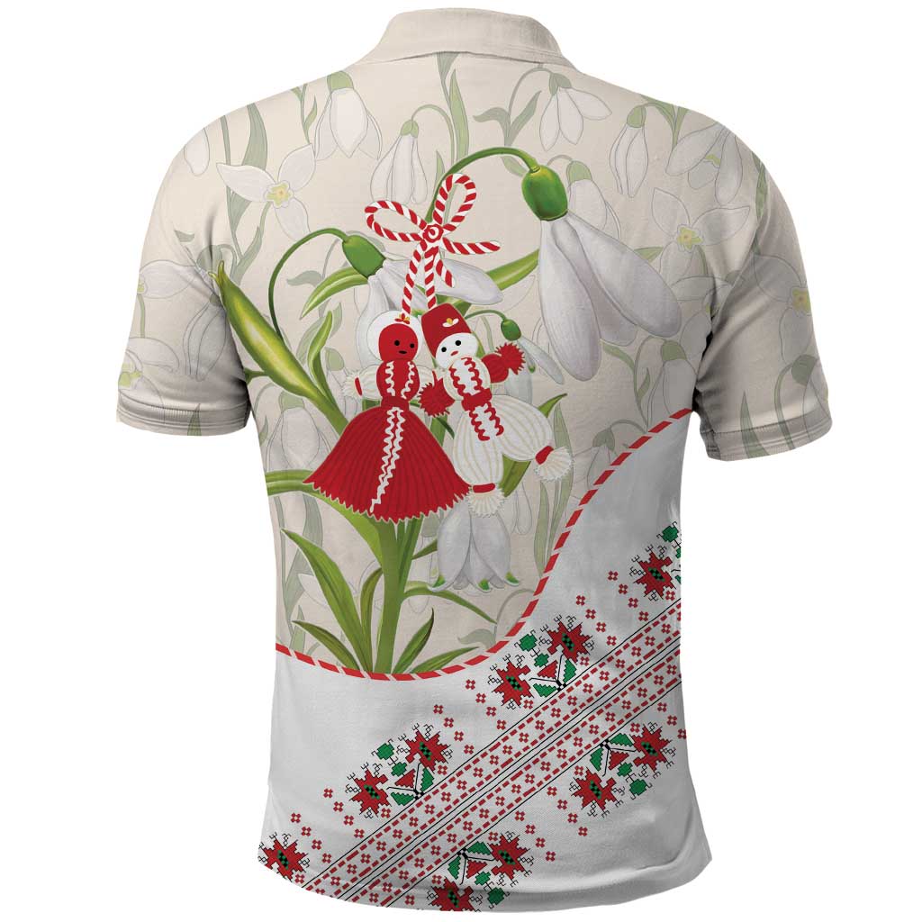 Baba Marta Bulgaria Polo Shirt Martenitsa Snowdrop Shevitsa Folk Pattern