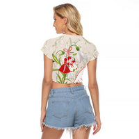 Baba Marta Bulgaria Raglan Cropped T Shirt Martenitsa Snowdrop Shevitsa Folk Pattern