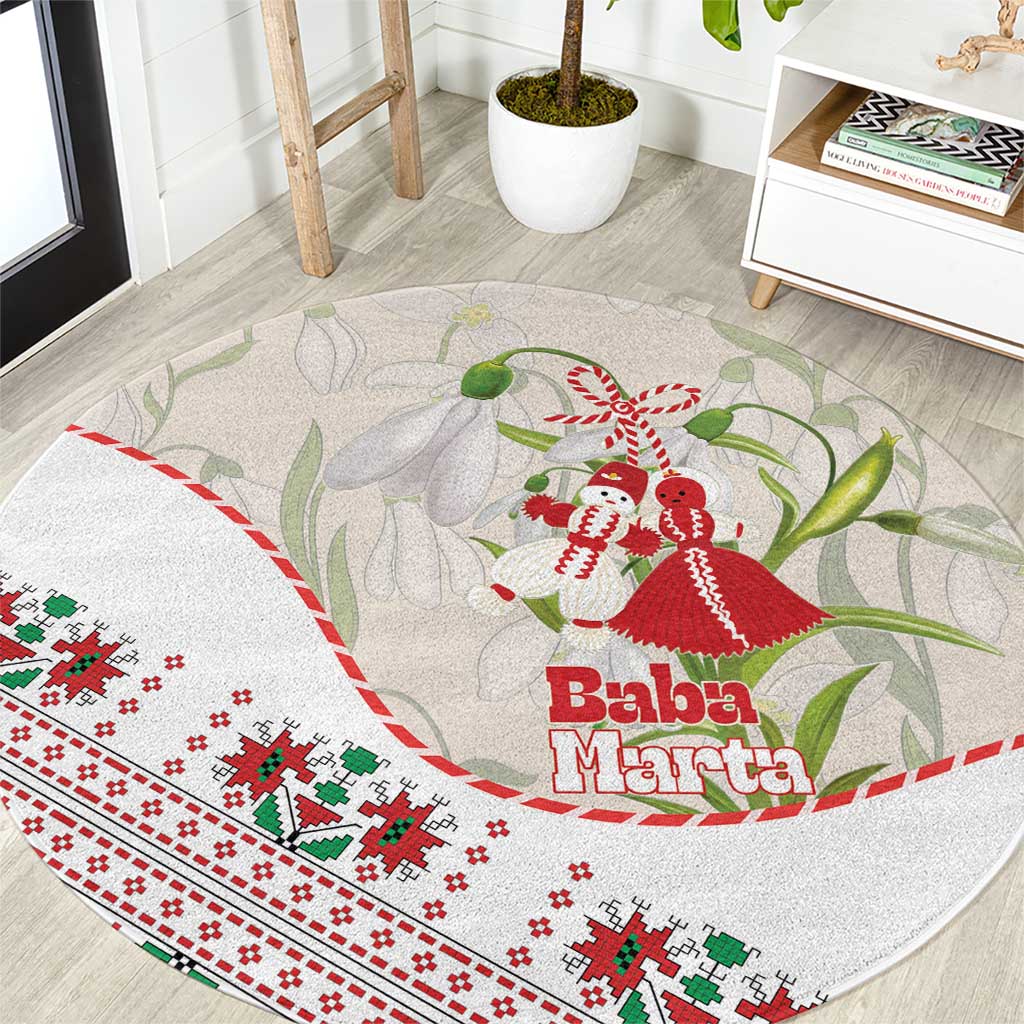 Baba Marta Bulgaria Round Carpet Martenitsa Snowdrop Shevitsa Folk Pattern