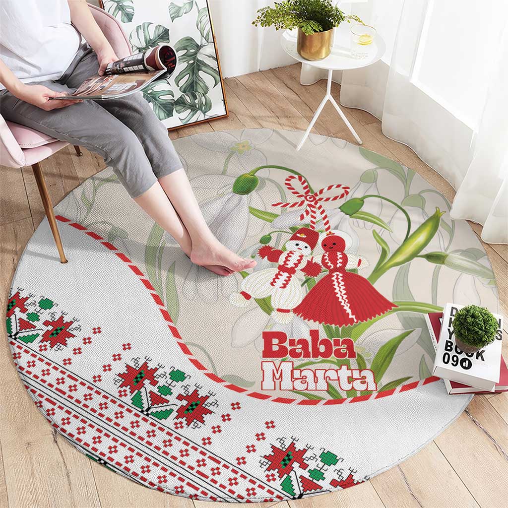 Baba Marta Bulgaria Round Carpet Martenitsa Snowdrop Shevitsa Folk Pattern