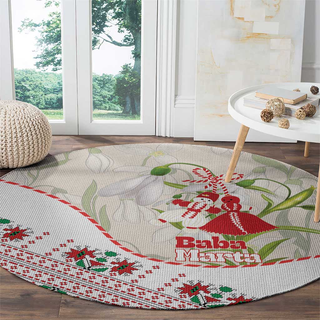 Baba Marta Bulgaria Round Carpet Martenitsa Snowdrop Shevitsa Folk Pattern