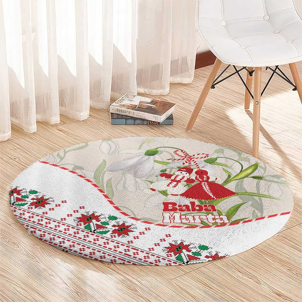 Baba Marta Bulgaria Round Carpet Martenitsa Snowdrop Shevitsa Folk Pattern