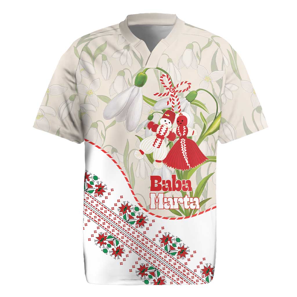 Baba Marta Bulgaria Rugby Jersey Martenitsa Snowdrop Shevitsa Folk Pattern