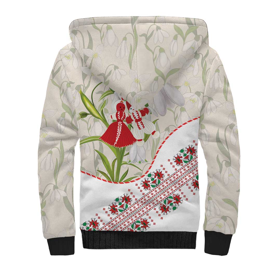 Baba Marta Bulgaria Sherpa Hoodie Martenitsa Snowdrop Shevitsa Folk Pattern