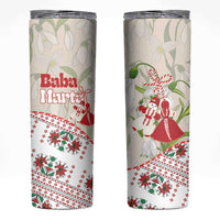 Baba Marta Bulgaria Skinny Tumbler Martenitsa Snowdrop Shevitsa Folk Pattern