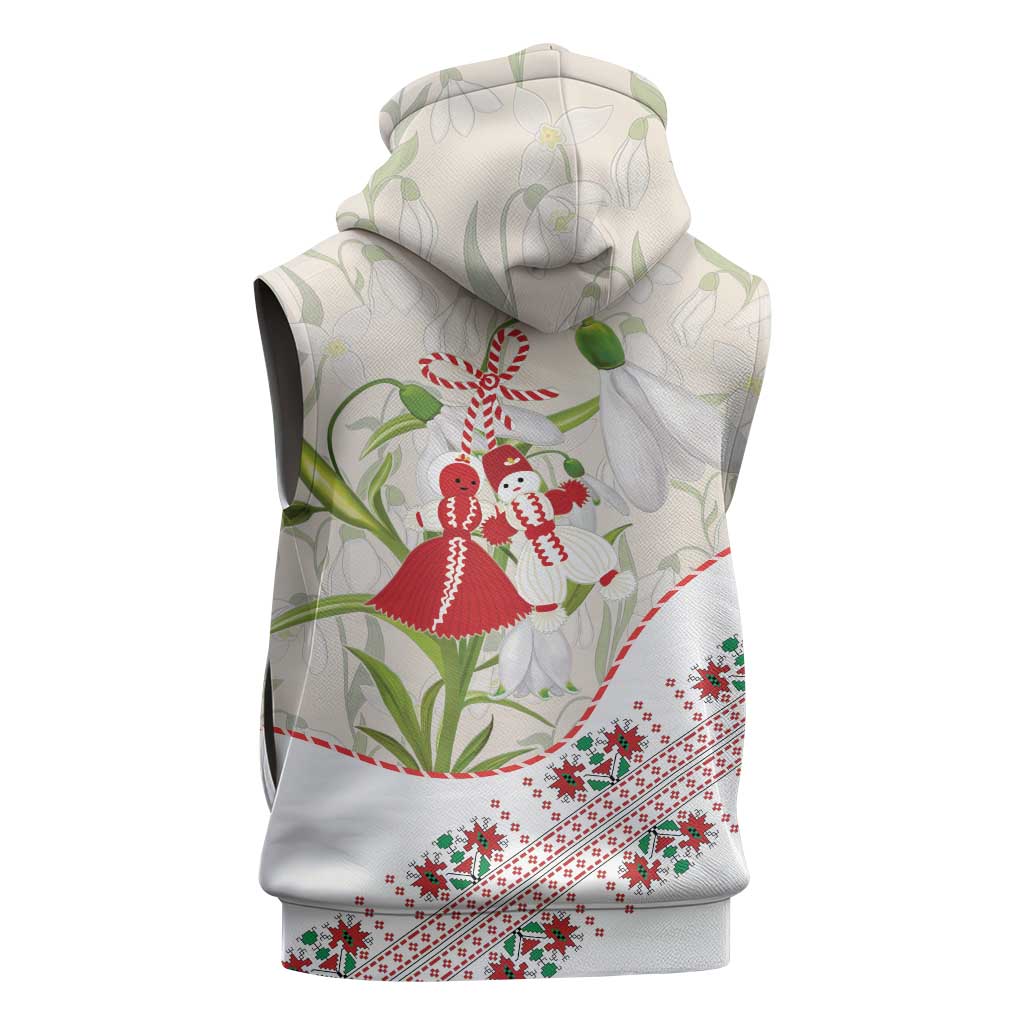 Baba Marta Bulgaria Sleeveless Hoodie Martenitsa Snowdrop Shevitsa Folk Pattern