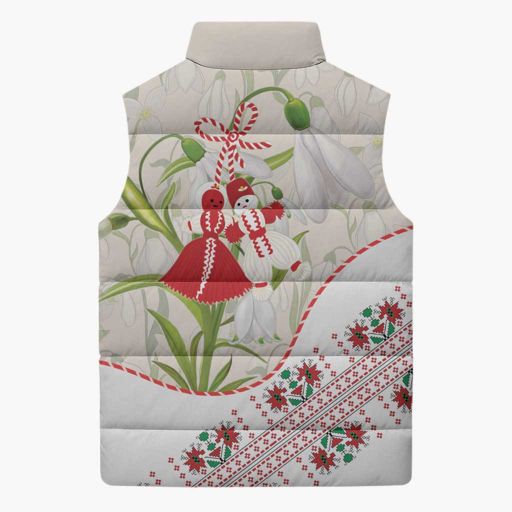 Baba Marta Bulgaria Sleeveless Puffer Jacket Martenitsa Snowdrop Shevitsa Folk Pattern