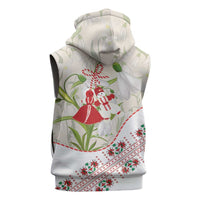Baba Marta Bulgaria Sleeveless Zip Hoodie Martenitsa Snowdrop Shevitsa Folk Pattern