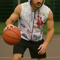Baba Marta Bulgaria Sleeveless Zip Hoodie Martenitsa Snowdrop Shevitsa Folk Pattern
