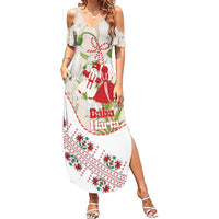 Baba Marta Bulgaria Summer Maxi Dress Martenitsa Snowdrop Shevitsa Folk Pattern