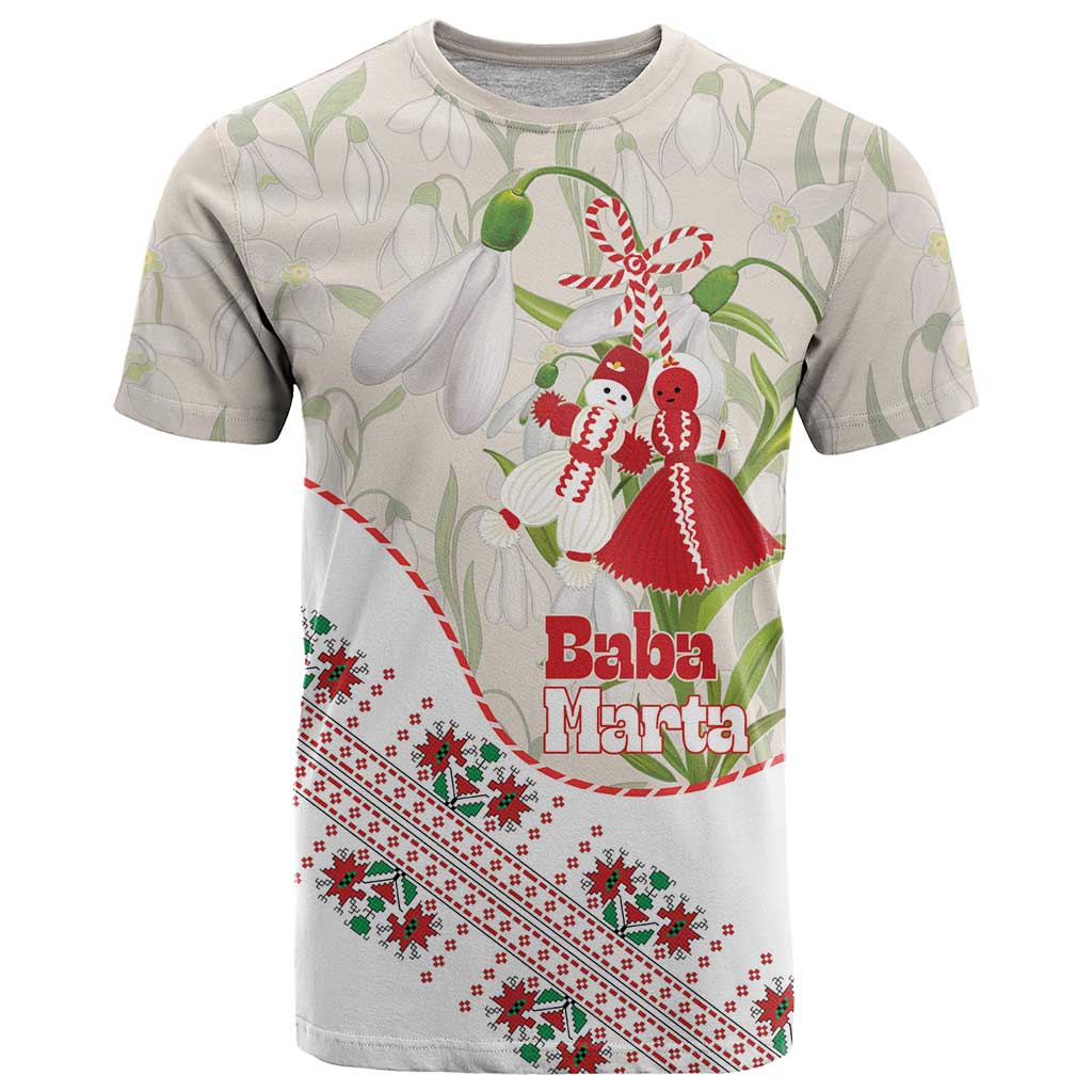 Baba Marta Bulgaria T Shirt Martenitsa Snowdrop Shevitsa Folk Pattern