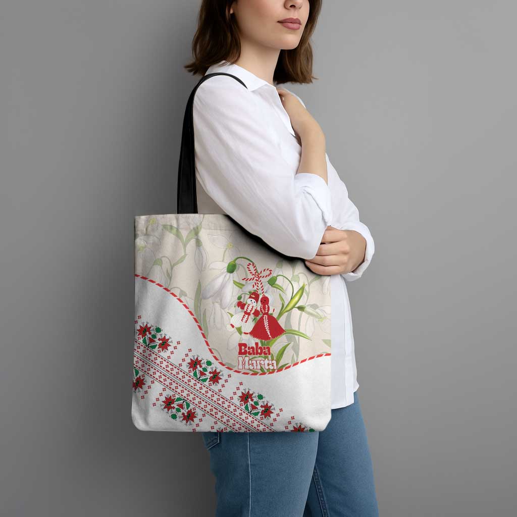 Baba Marta Bulgaria Tote Bag Martenitsa Snowdrop Shevitsa Folk Pattern