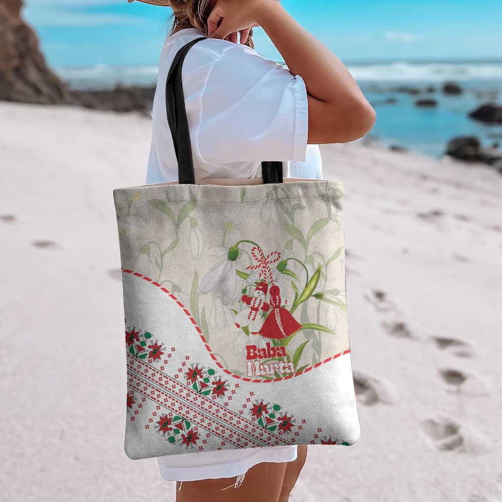 Baba Marta Bulgaria Tote Bag Martenitsa Snowdrop Shevitsa Folk Pattern
