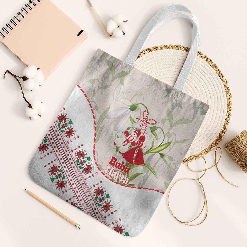 Baba Marta Bulgaria Tote Bag Martenitsa Snowdrop Shevitsa Folk Pattern