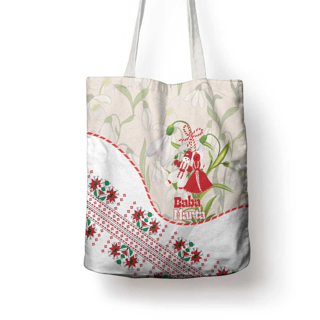 Baba Marta Bulgaria Tote Bag Martenitsa Snowdrop Shevitsa Folk Pattern