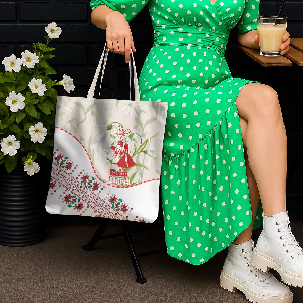 Baba Marta Bulgaria Tote Bag Martenitsa Snowdrop Shevitsa Folk Pattern