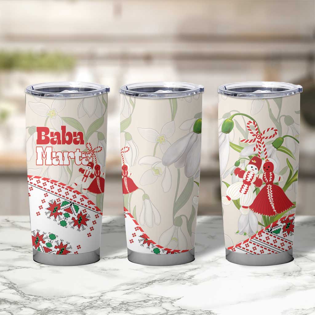 Baba Marta Bulgaria Tumbler Cup Martenitsa Snowdrop Shevitsa Folk Pattern