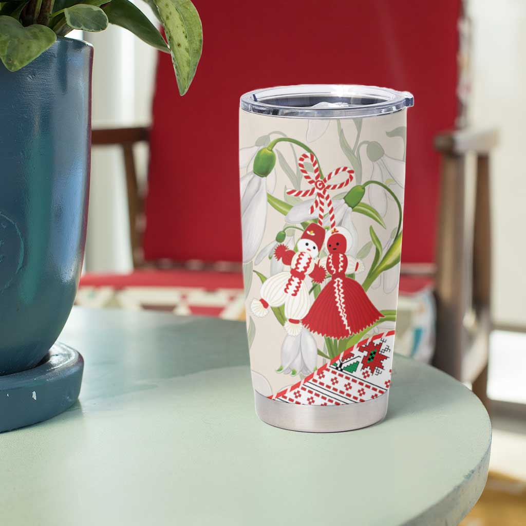 Baba Marta Bulgaria Tumbler Cup Martenitsa Snowdrop Shevitsa Folk Pattern