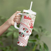 Baba Marta Bulgaria Tumbler With Handle Martenitsa Snowdrop Shevitsa Folk Pattern