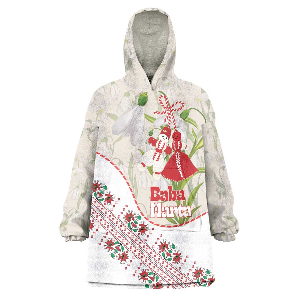 Baba Marta Bulgaria Wearable Blanket Hoodie Martenitsa Snowdrop Shevitsa Folk Pattern
