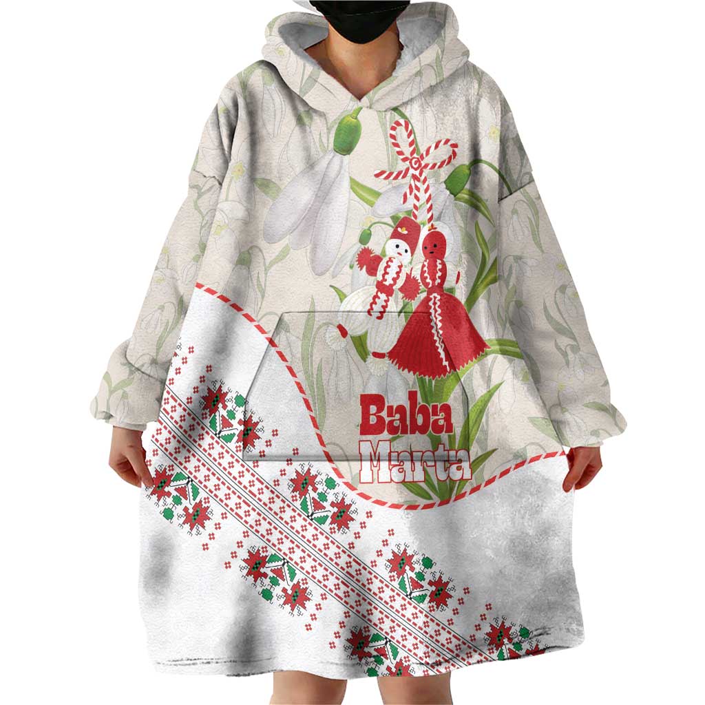 Baba Marta Bulgaria Wearable Blanket Hoodie Martenitsa Snowdrop Shevitsa Folk Pattern