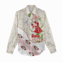 Baba Marta Bulgaria Women Casual Shirt Martenitsa Snowdrop Shevitsa Folk Pattern