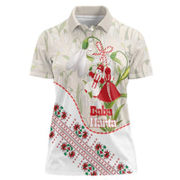 Baba Marta Bulgaria Women Polo Shirt Martenitsa Snowdrop Shevitsa Folk Pattern