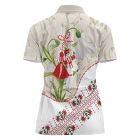 Baba Marta Bulgaria Women Polo Shirt Martenitsa Snowdrop Shevitsa Folk Pattern