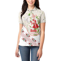 Baba Marta Bulgaria Women Polo Shirt Martenitsa Snowdrop Shevitsa Folk Pattern