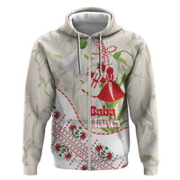 Baba Marta Bulgaria Zip Hoodie Martenitsa Snowdrop Shevitsa Folk Pattern