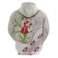 Baba Marta Bulgaria Zip Hoodie Martenitsa Snowdrop Shevitsa Folk Pattern