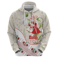 Baba Marta Bulgaria Zip Hoodie Martenitsa Snowdrop Shevitsa Folk Pattern