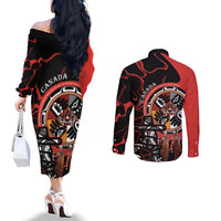 Canada National Aboriginal Day Couples Matching Off The Shoulder Long Sleeve Dress and Long Sleeve Button Shirt Indigenous Peoples Inuksuit With Dreamcatcher