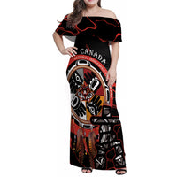 Canada National Aboriginal Day Family Matching Off Shoulder Maxi Dress and Hawaiian Shirt Indigenous Peoples Inuksuit With Dreamcatcher - Wonder Print Shop