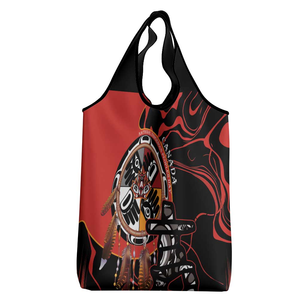 Canada National Aboriginal Day Grocery Bag Indigenous Peoples Inuksuit With Dreamcatcher