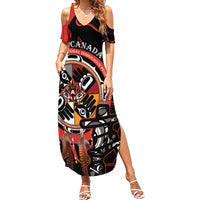 Canada National Aboriginal Day Summer Maxi Dress Indigenous Peoples Inuksuit With Dreamcatcher - Wonder Print Shop