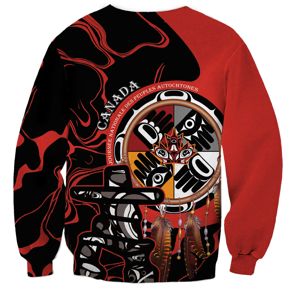 Canada National Aboriginal Day Sweatshirt Indigenous Peoples Inuksuit With Dreamcatcher - Wonder Print Shop