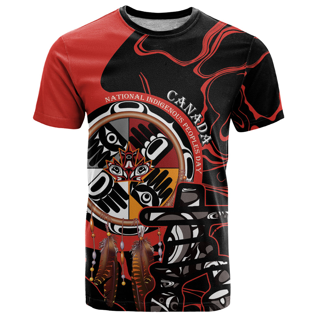 Canada National Aboriginal Day T Shirt Indigenous Peoples Inuksuit With Dreamcatcher - Wonder Print Shop