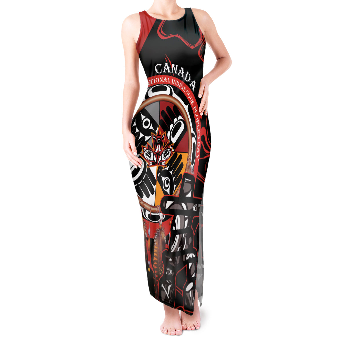 Canada National Aboriginal Day Tank Maxi Dress Indigenous Peoples Inuksuit With Dreamcatcher - Wonder Print Shop