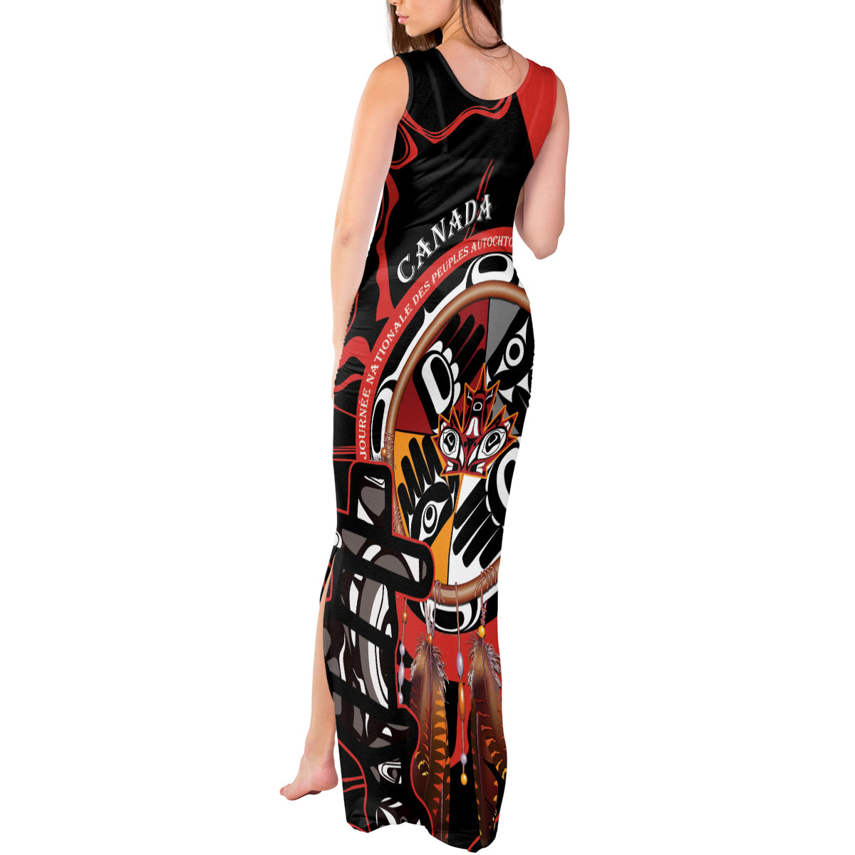 Canada National Aboriginal Day Tank Maxi Dress Indigenous Peoples Inuksuit With Dreamcatcher - Wonder Print Shop