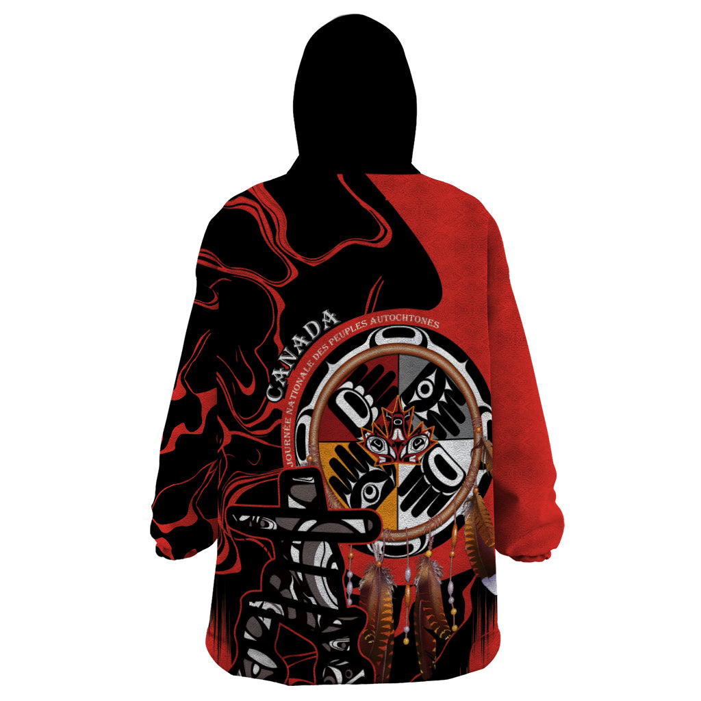 Canada National Aboriginal Day Wearable Blanket Hoodie Indigenous Peoples Inuksuit With Dreamcatcher - Wonder Print Shop