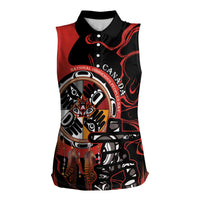 Canada National Aboriginal Day Women Sleeveless Polo Shirt Indigenous Peoples Inuksuit With Dreamcatcher - Wonder Print Shop